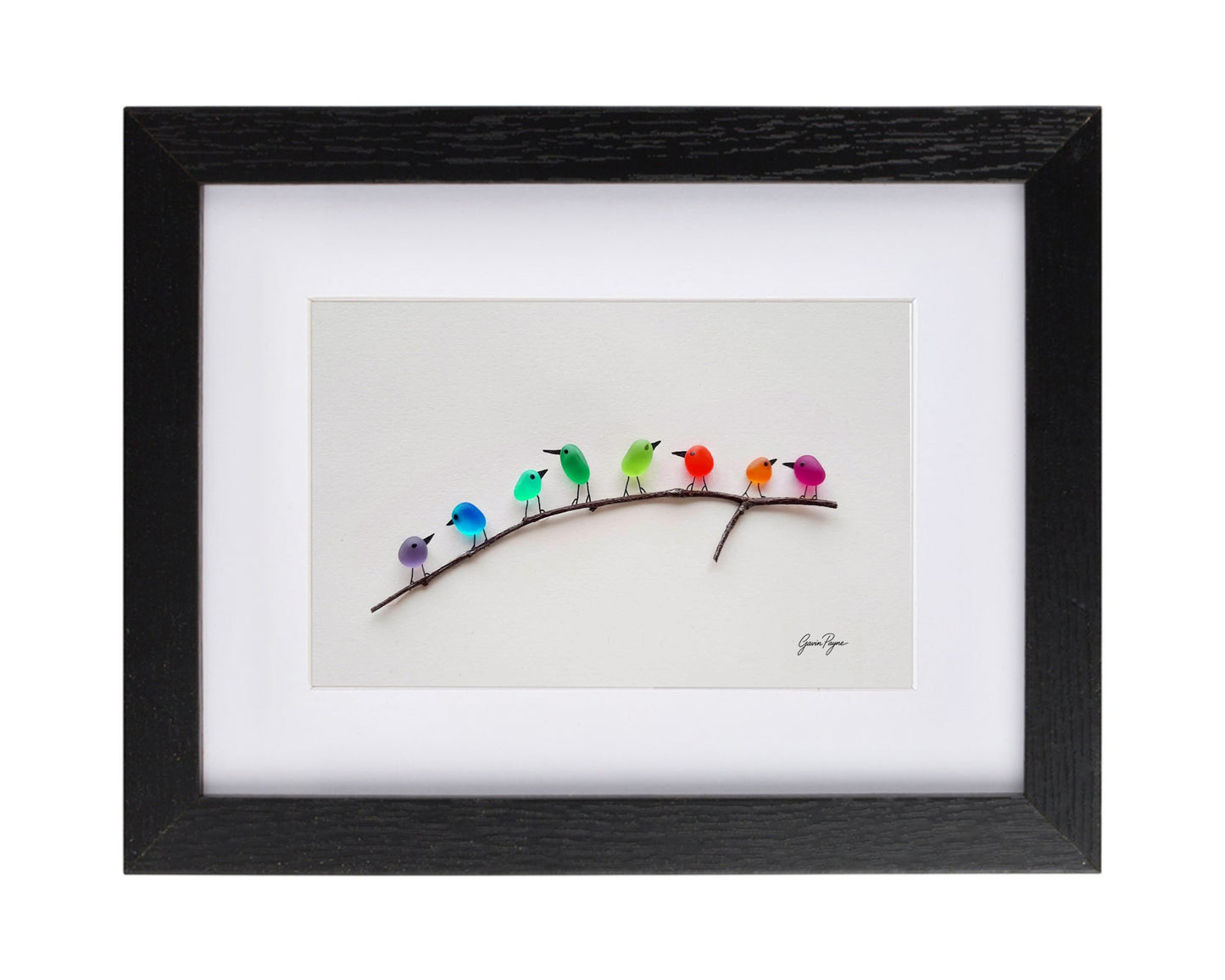 Sea Glass Production Rainbow Birds on Branch