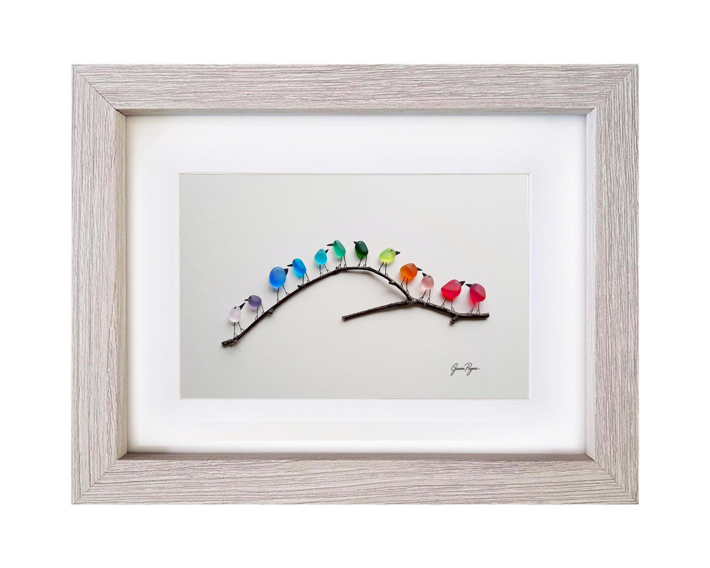 Sea Glass Production Rainbow Birds on Branch