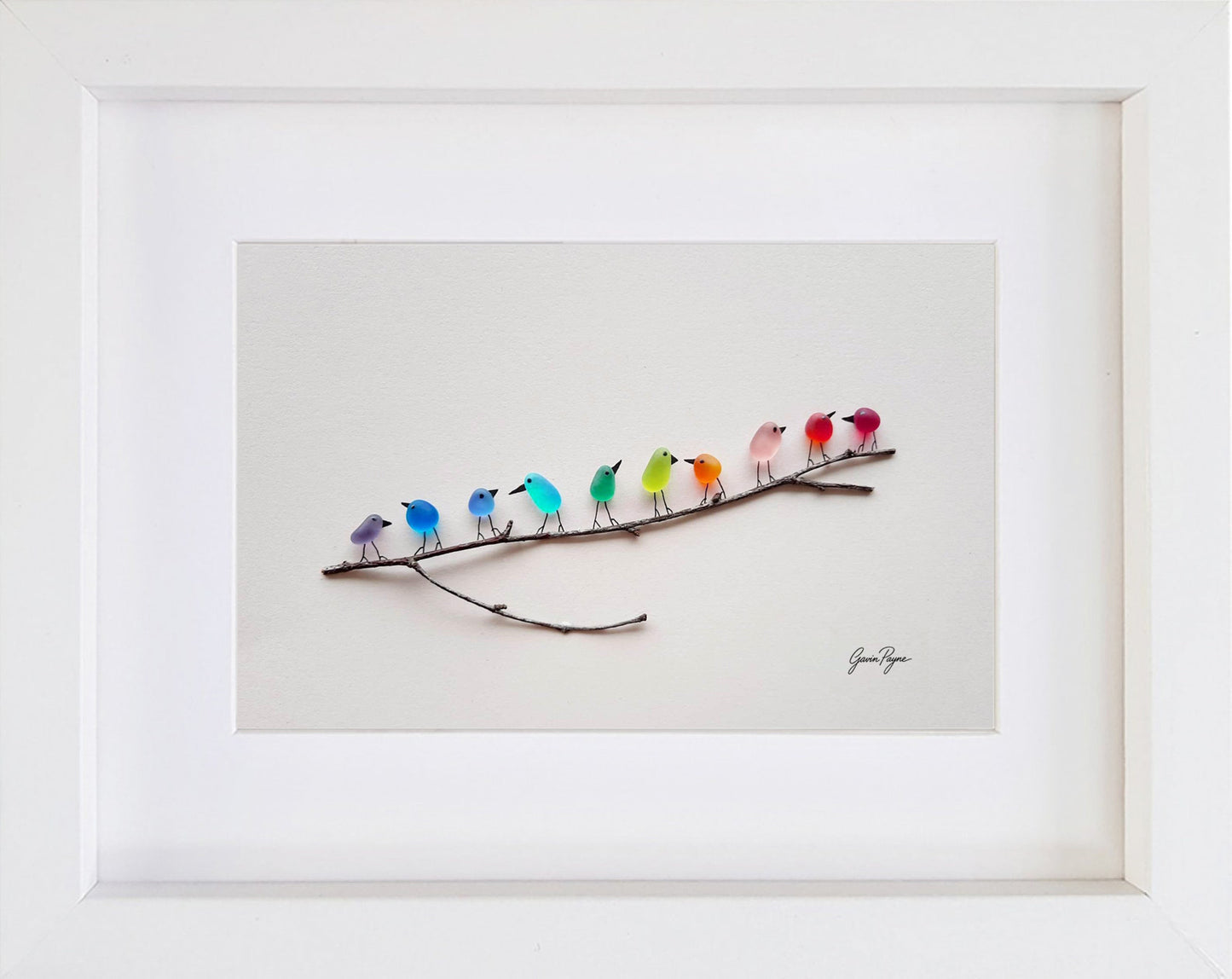 Sea Glass Production Rainbow Birds on Branch