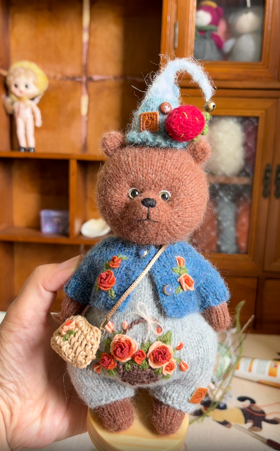 DIY woven Garden Teddy Bear 5 inches