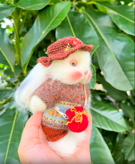 DIY Knitted Super Bunny Red Bag 5 Inch