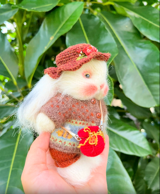 DIY Knitted Super Bunny Red Bag 5 Inch