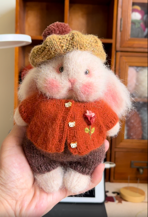 DIY Knitted Bunny Orange Set 5 inches