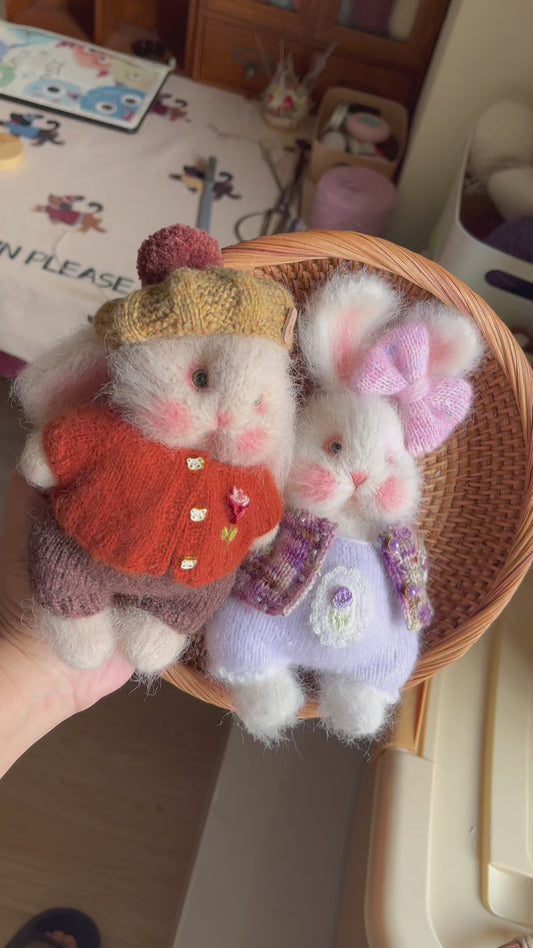 DIY Knitted Bunny Purple Set 5 Inches