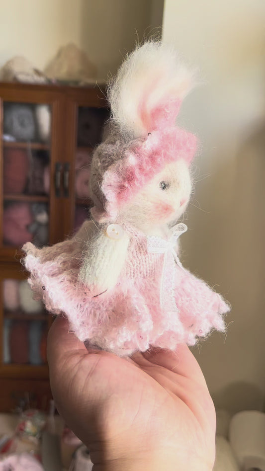 DIY Knitted Pink Bunny 5 inches